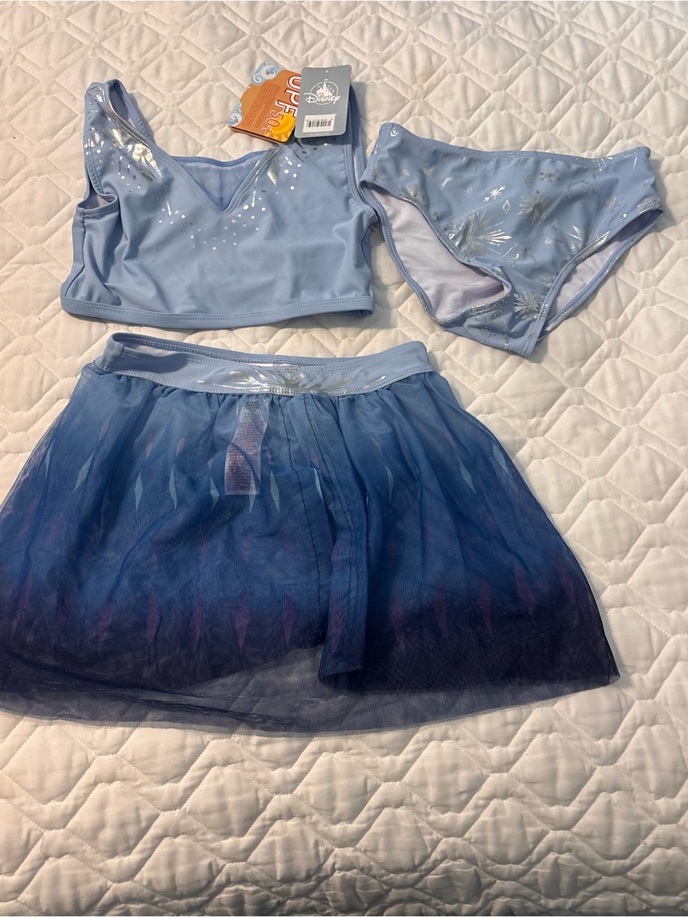 Disney Princess Swim 3 piece set- Frozen Elsa 50 SPF size 9/10